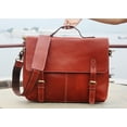 thumbnail image 3 of 15 inch genuine leather briefcase bag - Handmade crossbody laptop satchel (Orange ), 3 of 5