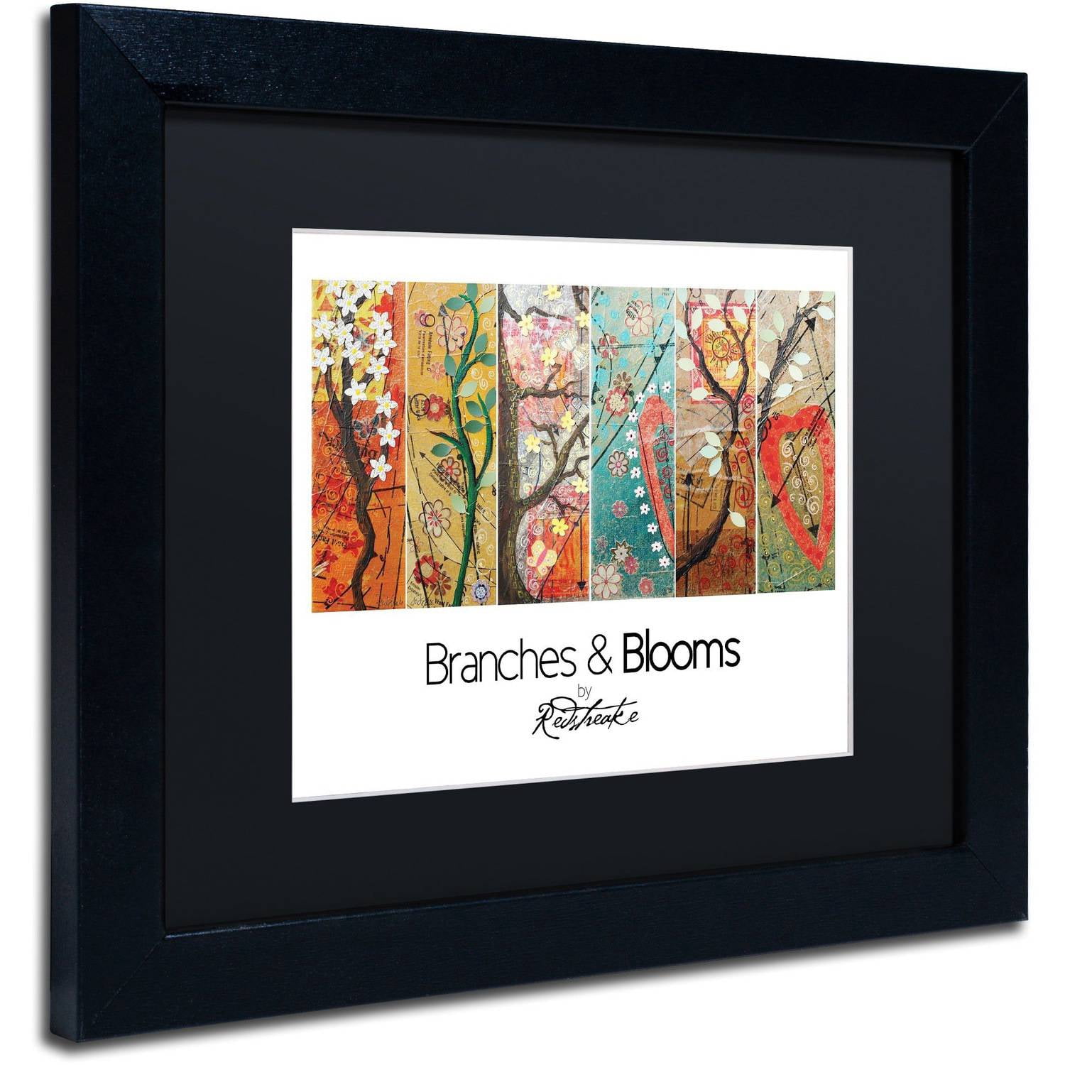 Trademark Fine Art "Branches and Blooms" Canvas Art by Jennifer Redstreake Black Matte, Black Frame