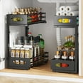 thumbnail image 3 of CATGOOD Under Sink Organizer, Multifunctional Pull-Out Under Sink Storage, 2-Tier Under Kitchen Sink Organizer, Waterproof Metal Storage Rack with Sliding Drawer for Kitchen and Bathroom, Black, 3 of 10