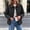 Black, variant on Quilted Barn Jacket for Women Lightweight Corduroy Collar Button Front Puffer Jacket Fall Winter Casual Outerwear with Pockets Khaki S