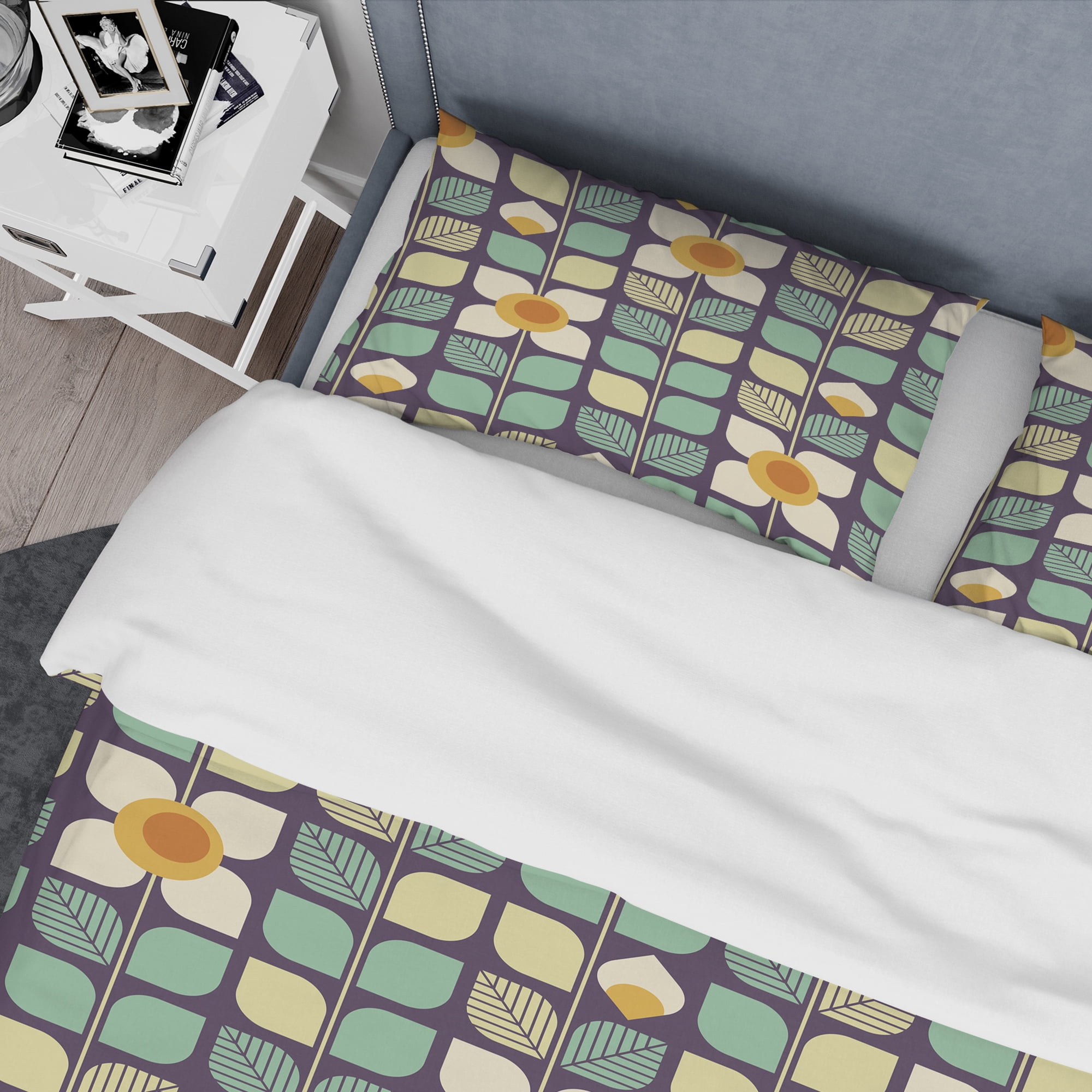 Designart 'Botanical Retro Design III' Mid-Century Modern Duvet Cover Set