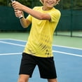 thumbnail image 4 of Xyant Boys Athletic Short Sleeve T Shirts Kids Quick Dry Sports Performance Tees Tops (Yellow,9-10 Years), 4 of 6