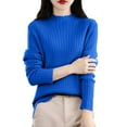 thumbnail image 4 of Duoif Women's Sweaters, Women's 2025 Turtleneck Sweater - Ribbed Knit Basic Top Fall Sweaters for Women Dark Blue S, 4 of 5