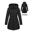 thumbnail image 4 of RYRJJ Women's Long Reversible Puffer Jackets Full Zip Winter Outerwear Quilted Padded JacketHooded Warm Snow Coats with Pockets(Black,L), 4 of 8