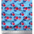 thumbnail image 1 of Soimoi Blue Poly Georgette Fabric Brush Stroke & Balloon Holiday Decor Fabric Printed Yard 42 Inch Wide, 1 of 1