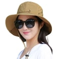 thumbnail image 5 of jiaroswwei Women Hat Solid Color Fasten String Wear-resistant Round Shape Sunscreen Lady Sun Cap Outdoor Hat, 5 of 8