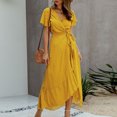 thumbnail image 3 of SMihono Robe d'Été pour Femmes Grande Taille Été Femmes Aguichant à Col en V Imprimée Dames à Manches Courtes Robe de Plage Décontractée, 3 of 7