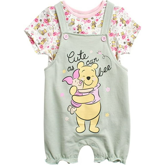 Disney Baby Girls' Winnie the Pooh Shortall Set, Sizes 0-9M