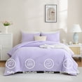 thumbnail image 6 of 3 Pieces Comforter Set, Solid Breathable Quilted Style Bedding Sets, Luxury Fluffy Soft Comforter for All Season (1 Comforter & 2 Pillowcases), Lavender King, 6 of 6