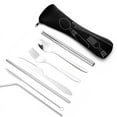 thumbnail image 1 of Xiao Hua 7-piece portable travel cutlery set with box, stainless steel reusable portable cutlery set, black, 1 of 5