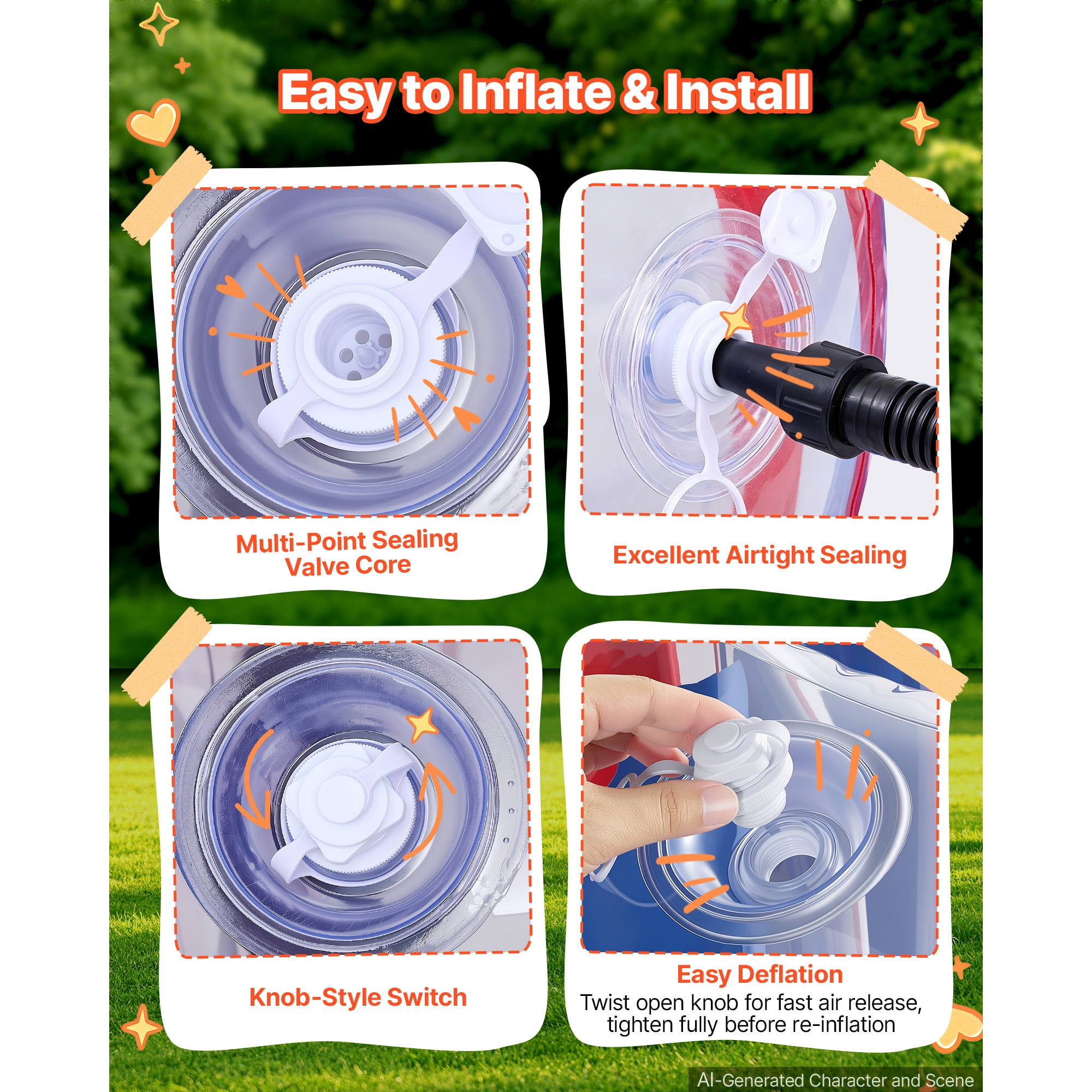 KFFKFF 2-Pack Inflatable Bumper Balls 4FT Human Bubble for Teens Blue+Red, Ideal for Backyard, Camping, Park, Lawn, and Outdoor Team Activities, Durable PVC Material, Sumo Hamster Ball with Handle