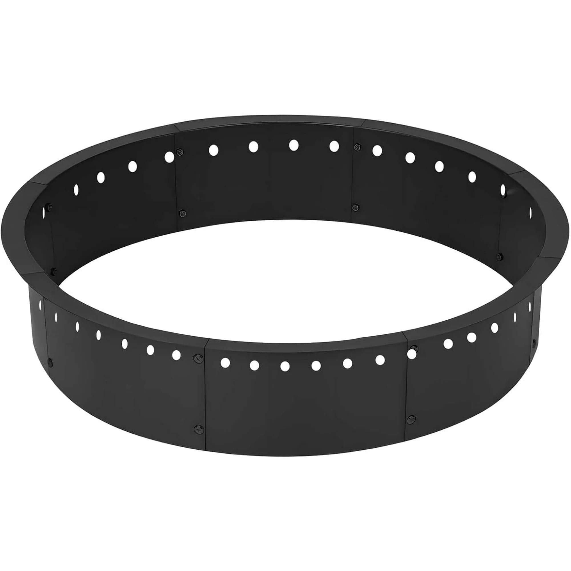 60 Inch Smokeless Fire Pit, Made of Carbon Steel, Outdoor Round Garden Fire Pit with Ventilation Holes, DIY Campfire Ring, Suitable for Burning Firewood