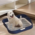 thumbnail image 3 of GFDYREE Toilette pour Chien, Petit Pot pour Chien avec Perche Amovible, Plateau d'Entraînement Réutilisable en Maille pour Petits et Moyens Chiens, Bleu Marine, 3 of 7