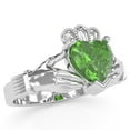 thumbnail image 2 of Claddagh Peridot Ring In Solid 14k White Gold, 2 of 6