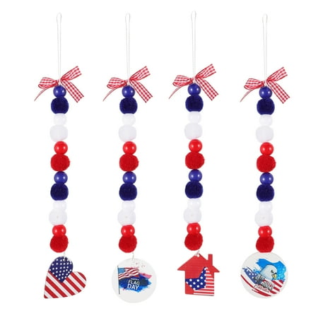 

4 Pcs Independence Day Wool Ball Pendants Sturdy Wall Hangings (Red Blue)