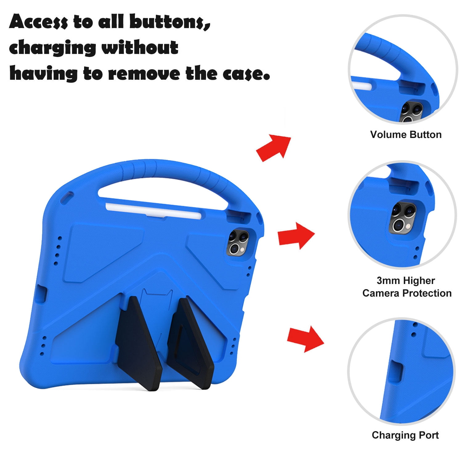 SaniMore Kids Case for iPad 10th Generation 2022, iPad 10.9" 2022 Case with Pencil Holder, Shock Proof Light Weight Convertible Handle Stand Kids Shell Case for Apple iPad 10 2022, Blue