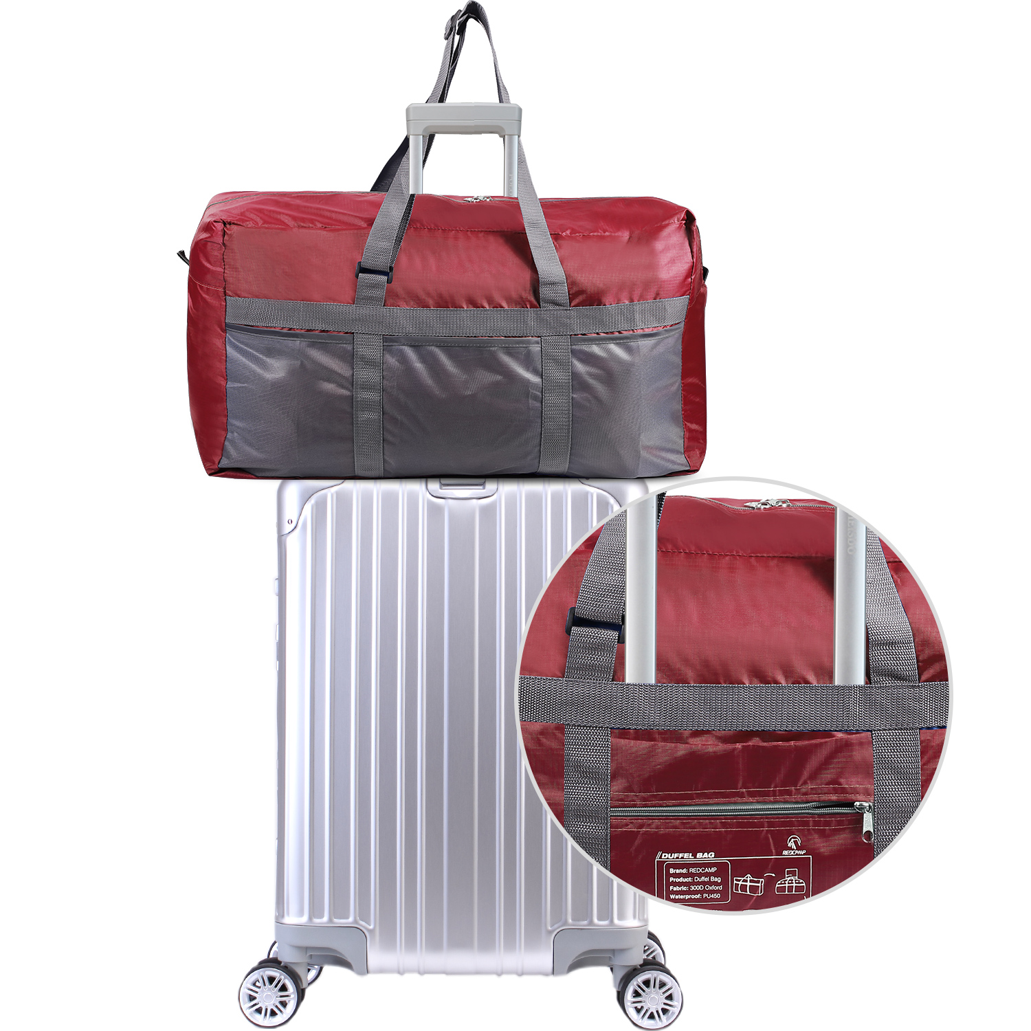 REDCAMP Large 25'' Duffle Bag 75L Wine Lightweight, Waterproof Travel Duffel Bag Foldable for Men Women - image 5 of 7