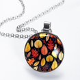 thumbnail image 2 of Thanksgiving Leaves Glass Design Circular Pendant Women's Necklace - Elegant Jewelry Piece, 2 of 5