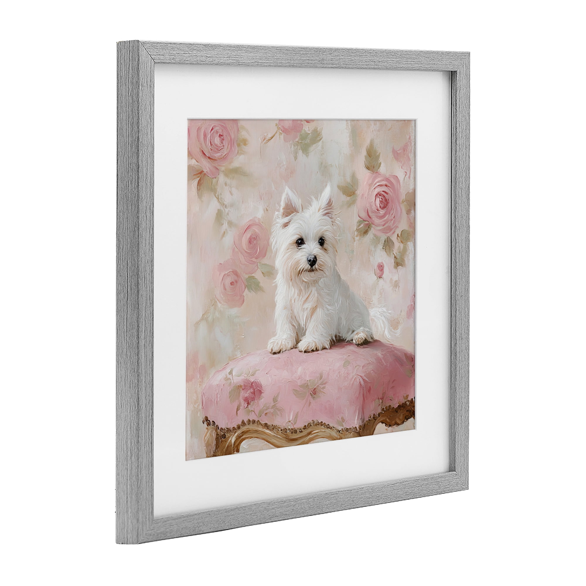 Stupell Industries Fancy Francesca Puppy Gray Framed Print Under Glass, design by Tina LeCour