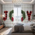 thumbnail image 2 of Christmas Wreaths Blackout Curtains for Bedroom/Living Room, Pinch Pleated Black Out Curtains, Winter Bow Plaid Farmhouse Wooden Grain Room Darkening Window Drapes with Hooks 2 Panels, 39"x70", 2 of 8