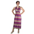 thumbnail image 1 of Peach Couture Bohemian Sleevless V Neck Halter Dress Smocked Waist Chevron Dress Maxi Dress Long Dress Empire Waist, 1 of 1
