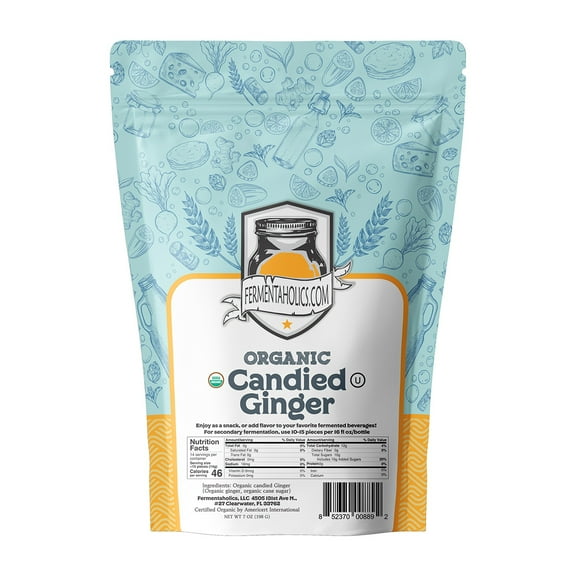 Fermentaholics USDA Organic Candied Ginger 7 oz Crystallized Ginger Pieces