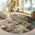 thumbnail image 1 of TEMOGU-Modern Abstract Round Rug 4Ft - Washable 4x4 Circle Rugs for Living Room Bedroom Bathroom Non Slip, Soft Indoor Floor Carpet for Kitchen Entryway Family Room, Red/Multi, 1 of 4