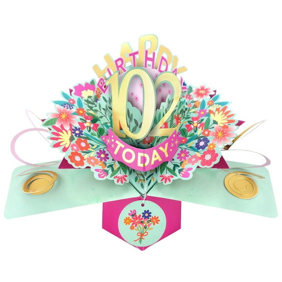 Happy 102nd Birthday 102 Today Pop-Up Greeting Card Love Kate's Pop Up Cards Her