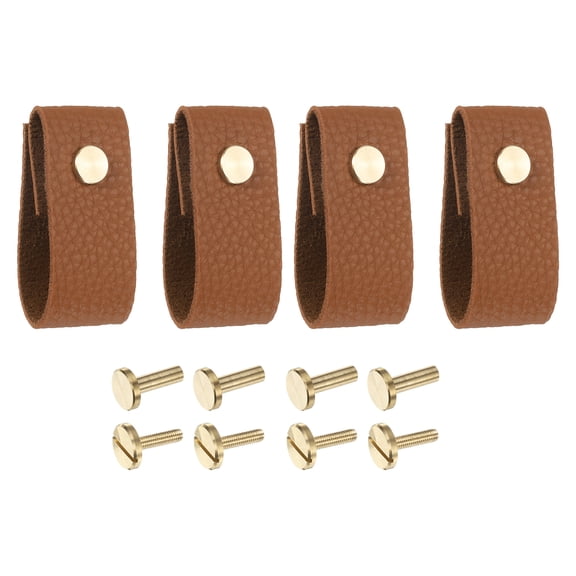 4 Packs Leather Drawer Pulls for Dresser Drawer, Kitchen Cupboard, Coffee