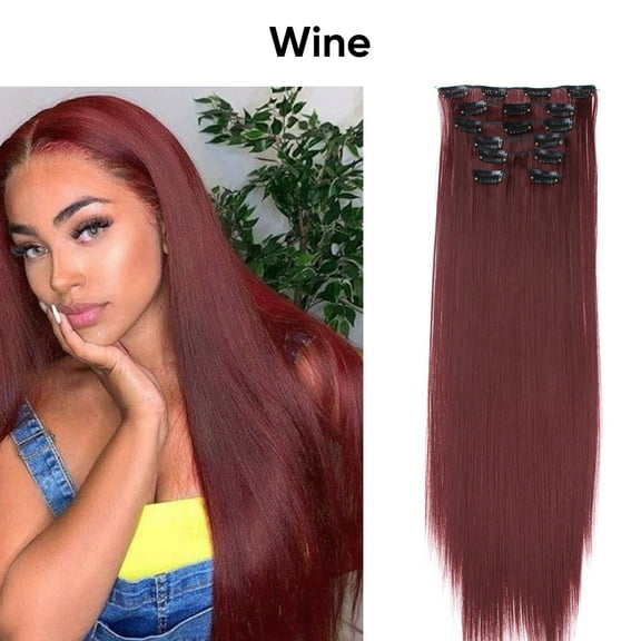 Namzi Long Hair Extensions 55cm/22in Wine - 1 Pcs Matte High-Temperature Fiber Hair Extensions, Perfect for Ideal for Women's Hairstyle Enhancement