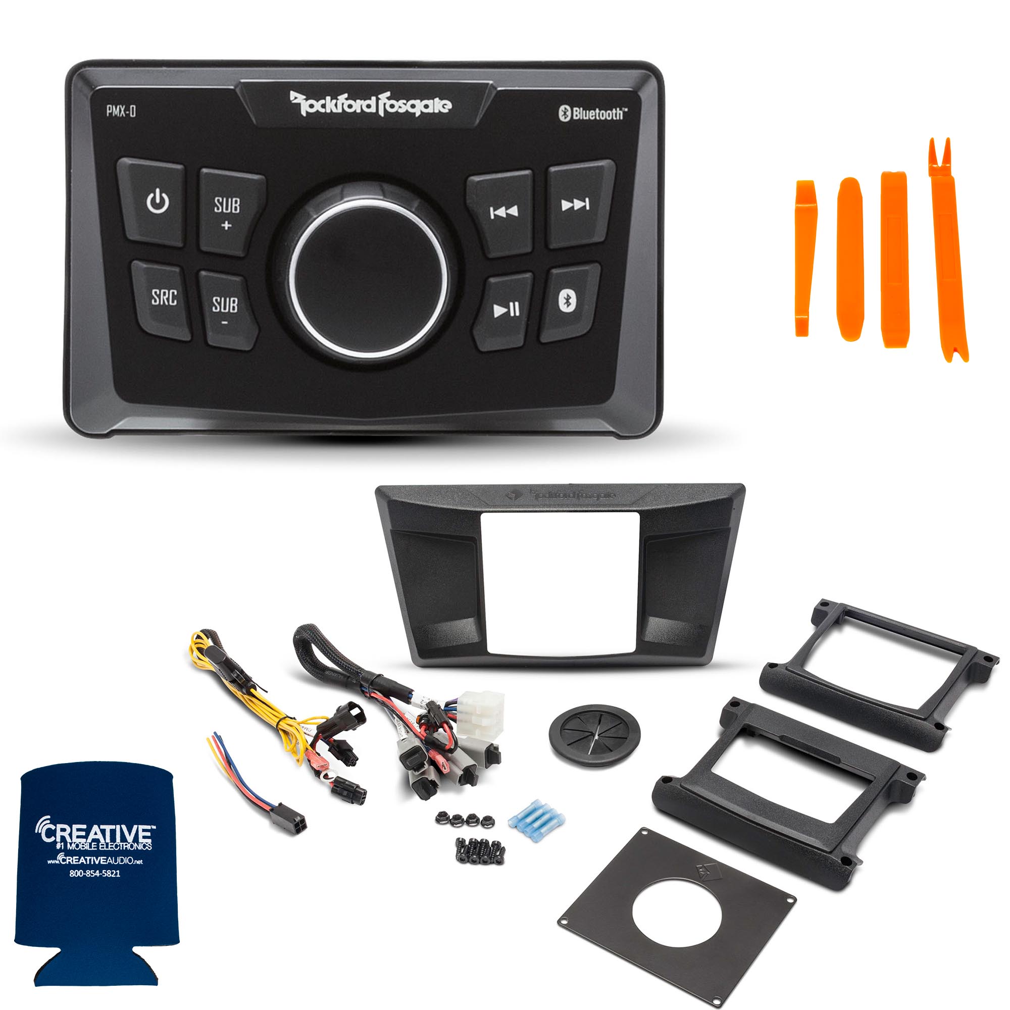 Rockford Fosgate PMX-0 Ultra-Compact Media Receiver and RFYXZ-PMXDK PMX-0 Dash Kit Compatible With Select YXZ Models