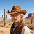 thumbnail image 2 of Felt Cowboy Hat Wide Brim Flower Embroidered Belt Western Sun Hats Casual Party Beach Jazz Cap for Men Women Unisex, 2 of 7