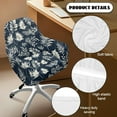 thumbnail image 5 of ZIATUBLES Leaf Print Curved Back Chair Slipcover Stretchable Dining Chair Cover Adjustable Arc Shaped Swivel Accent Chair Protector for Dining Living Room Home Decor, 5 of 7