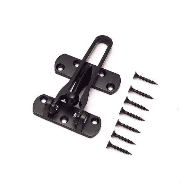 Door Lock Latch for Home Security, Front Door Locks for Kids, Home Reinforcement Lock for Swing-in Doors, Thicken Solid Aluminium Alloy, Matt Black, 4PCS
