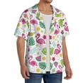 thumbnail image 4 of Vsdgher Cute Flamingo Print Men's Wrinkle Free Untucked Cuban Shirt Business Casual Button Down Shirts Short Sleeve Shirt, 4 of 7
