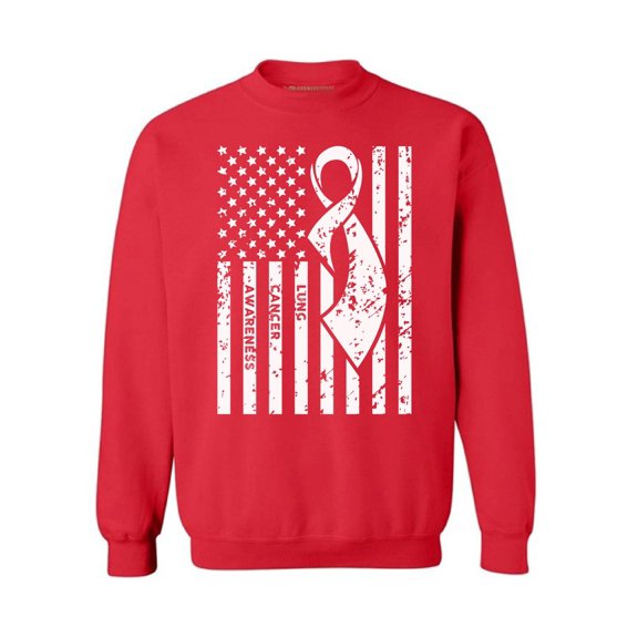 Awkward Styles Unisex Lung Cancer Awareness Graphic Sweatshirt Tops White Ribbon