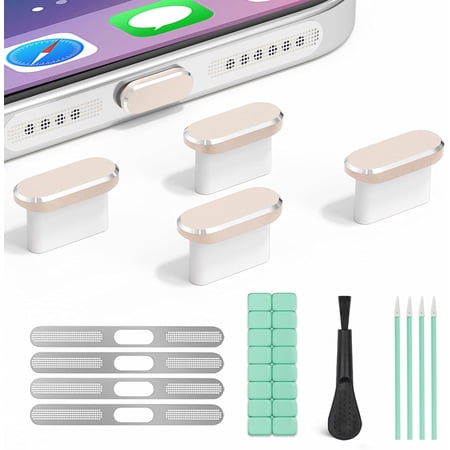 USB C Dust Plug & Speaker Dust Mesh 4 Pack Type C Charging Port Covers for iPhone 17/17 Pro/16/16 Plus/16 Pro/16 Pro Max/15/15 Pro Max Anti-Dust Phone Accessories (Black)