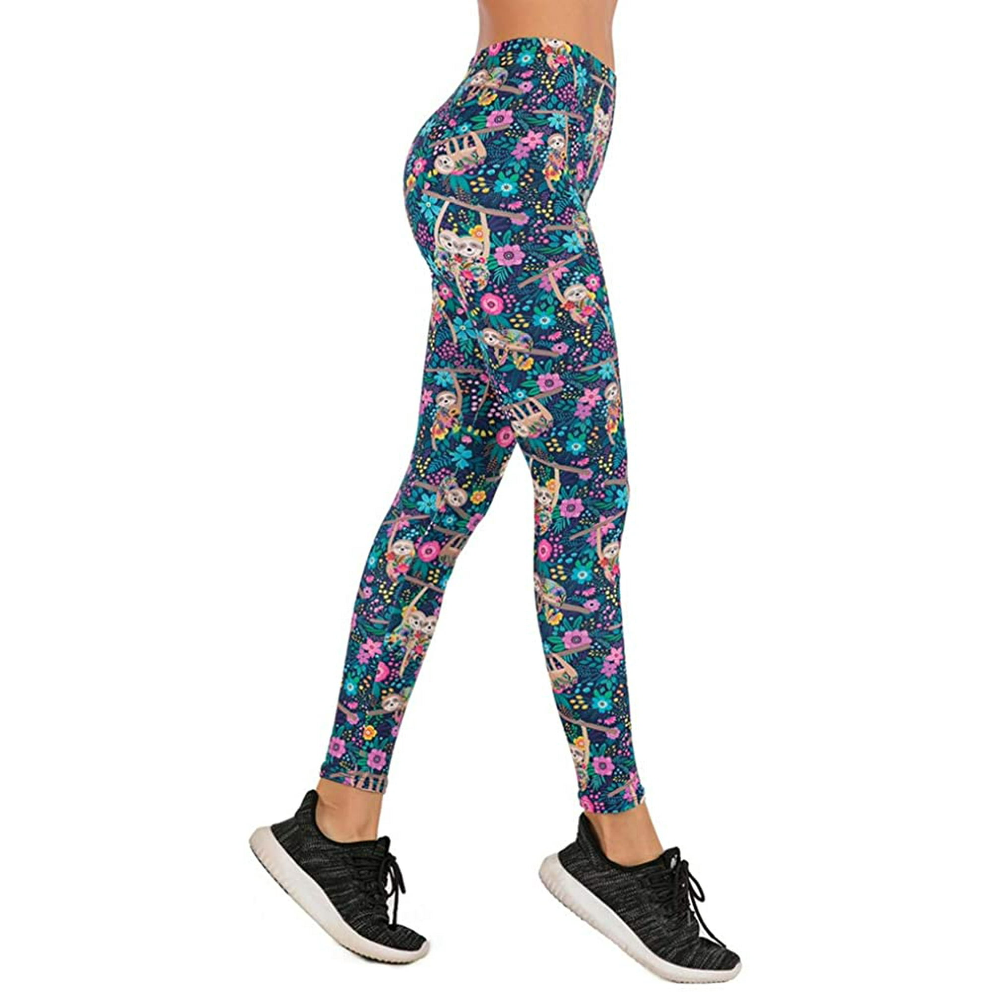 Unicorn Printed Workout Leggings for Women Girls Yoga Sport Leggings Pants Color Sloth One Size