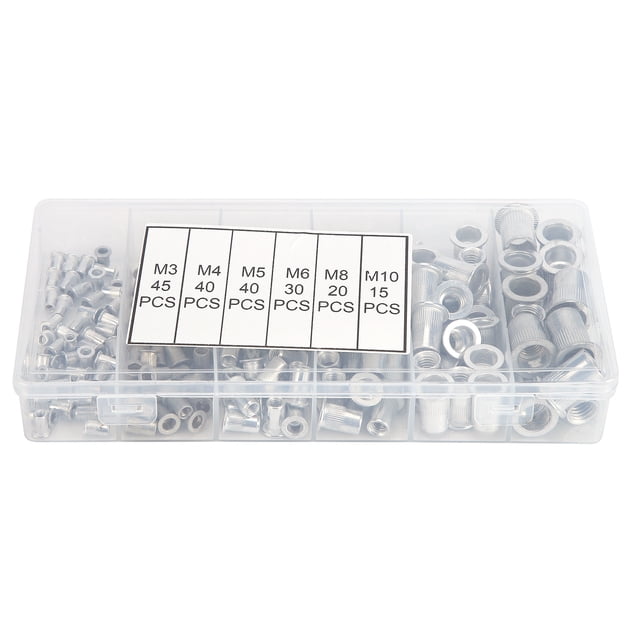 Insert de Rivet Fileté en Aluminium, 190 Pcs Écrous de Rivet en Aluminium Assortiment de Rivets Kit Insert Fileté Écrous Kit Artisanat Exceptionnel