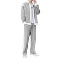 thumbnail image 6 of Wavsuf 2pcs Jogger Set Men Long Sweatsuits Sets for Mens Pocket Zipper Drawstring Shirt Jacket and Sweatpants Gray Size XL, 6 of 7