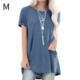 thumbnail image 3 of Sonducket Camisa de mujer con cuello y manga corta en color liso Prendas para la parte del cuerpo azul M, 3 of 4