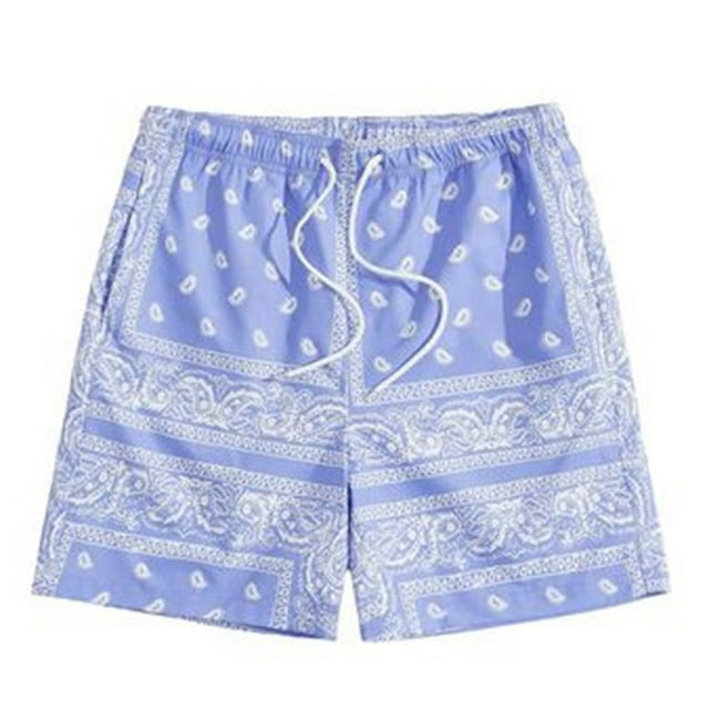 Men's Boho Drawstring Waist Paisley Print Summer Beach Swim Board Shorts Comfortable Lightweight Swimwear