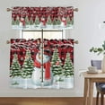 thumbnail image 4 of Fashnice Christmas Xmas Short Window Curtain Half Window Drapes Slot Top Kitchen Valance Cafe Tier Bathroom Scarf Rod Pocket Curtain Panel Style-A 2pc-Tier Curtain: W:27.5''x H:24'', 4 of 6