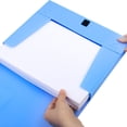 thumbnail image 4 of enqiretly A4 File Box Document Storage Case Foldable Project Plastic Adhesive Metal Ring Portfolio Test Paper Office Organizer Dark blue, 4 of 5