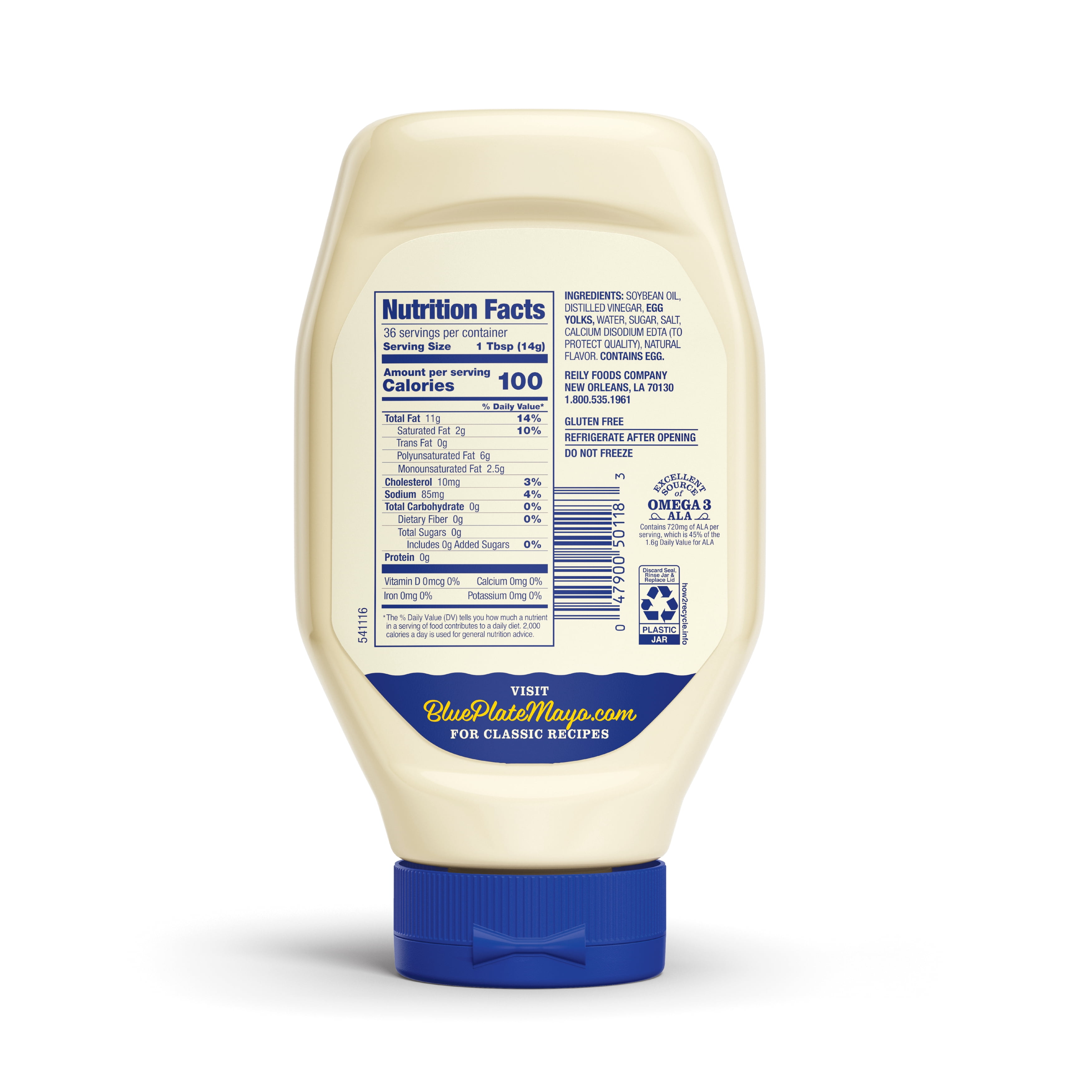 (3 pack) Blue Plate Real Mayonnaise, 18 fl oz Squeeze Bottle
