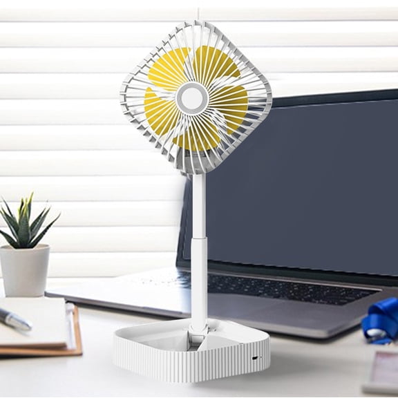 Tdxkok Portable Pedestal Fan - Foldaway Standing Fan Foldable Desk Fan,Wireless Use 1200mAh Rechargeable Battery Control Telescopic 3 Speed Quiet Fan for Home Kitchen