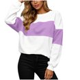 thumbnail image 5 of Josdec Women's Two Tone Color Block Crew Neck Sweatshirt, Drop Shoulder Long Sleeve Loose Pullover, All Season Daily Casual Loungewear Tops, 5 of 9