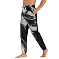 thumbnail image 3 of Xecao Fluid Black White Paint Swirls Print Active Tech Joggers for Men, Mens Sweatpants Lounge Pants with Pockets-Large, 3 of 5