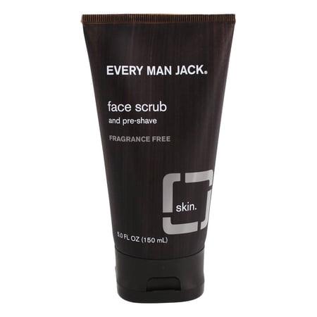 Every Man Jack Fragrance Free Face Scrub and Pre-Shave for Men, Naturally Derived, 5 oz