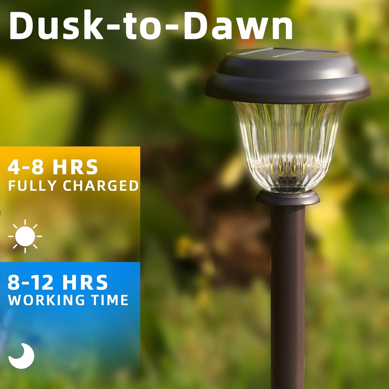 8 Pack Solar Lights Outdoor, Stainless Steel Glass Solar Pathway Lights, Auto On/Off Long-Lasting Waterproof Landscape Lighting for Garden, Landscape, Path, Yard, Warkway (Warm White)